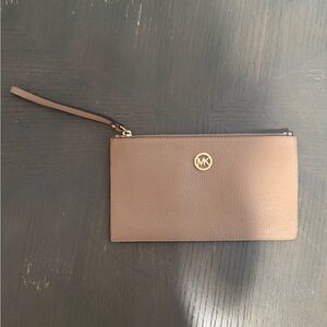 Michael Kors Beige Wristlet with Gold Logo